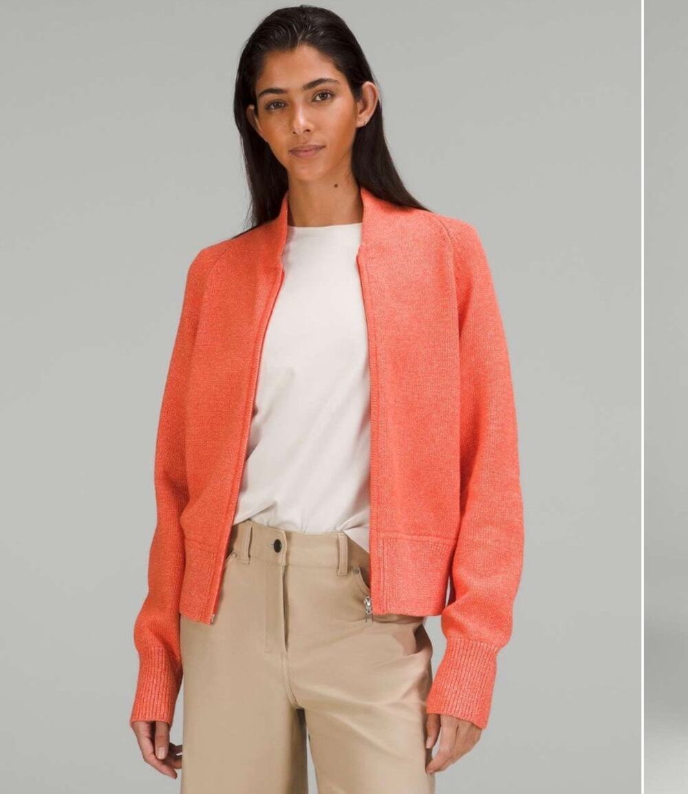 Lululemon Cotton Blend Full Zip Sweater Solar Orange LAST CALL